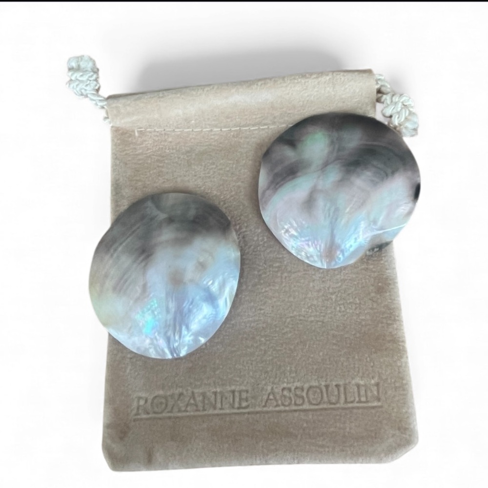 Abalone Shell Clip On Earrings - Picture 2 of 4